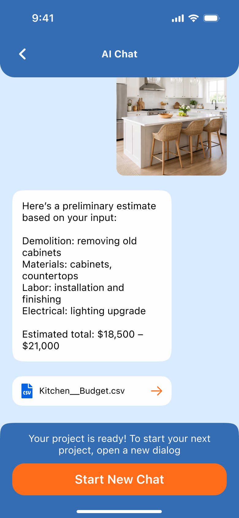 MostBuilder estimate view